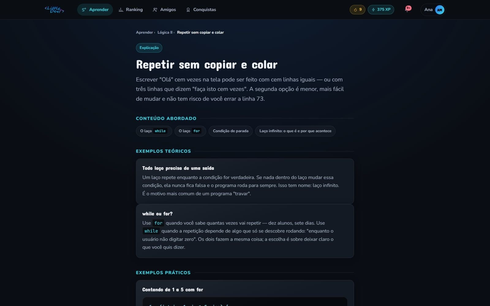 Explicação do submódulo, nos cinco blocos que o TCC especificava
